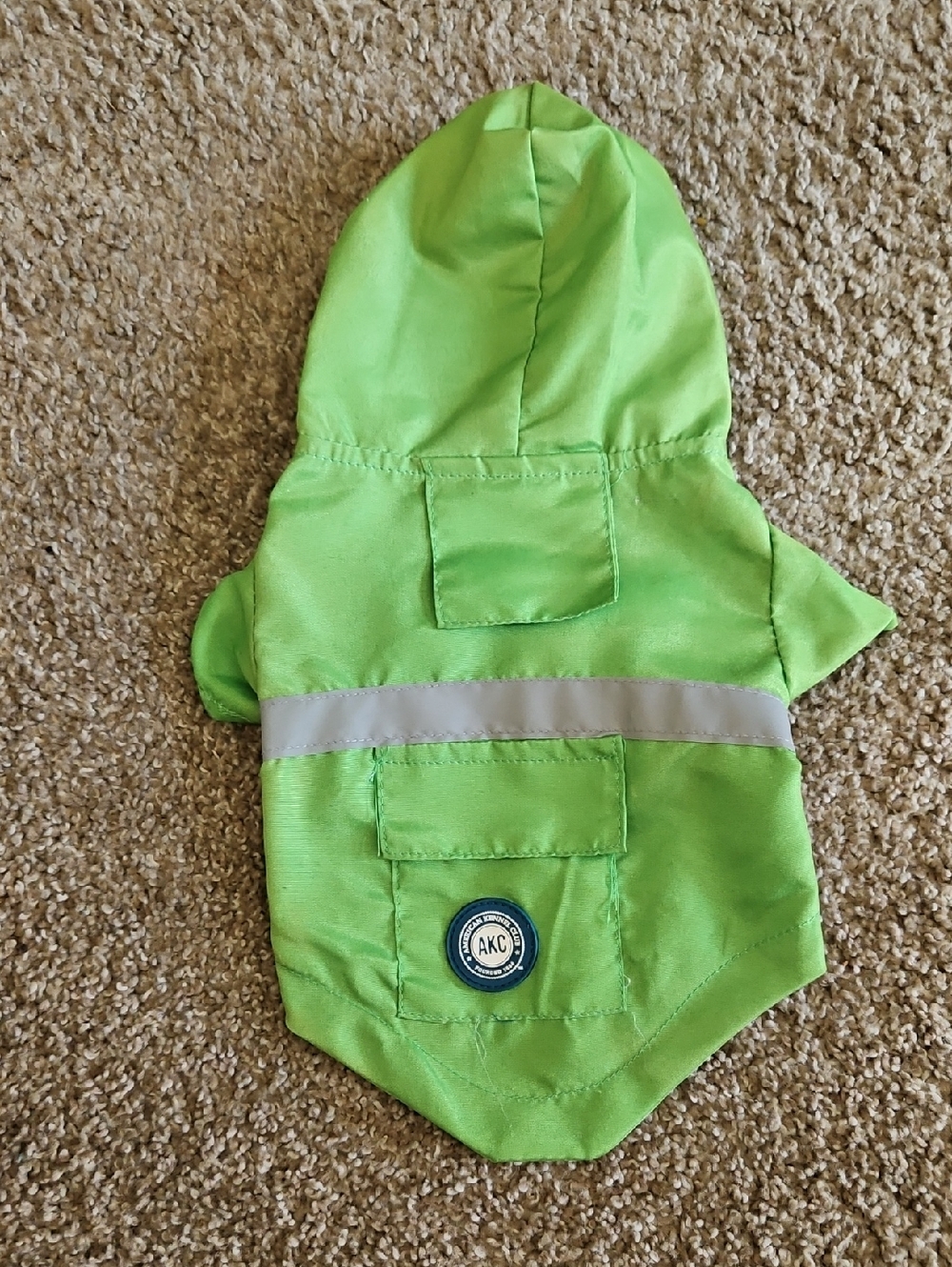 AKC Reflective Lime Green Dog Rain Jacket with Hood